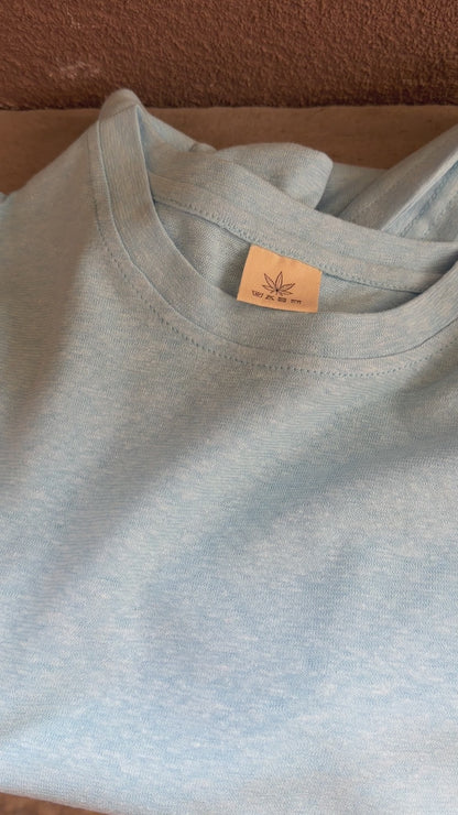 Women’s Sky Blue Hemp Cotton Oversized T-Shirt