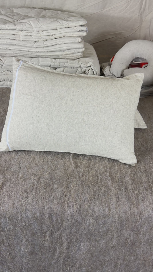 Hemp Pillow Cover with Zipper, Green or Natural