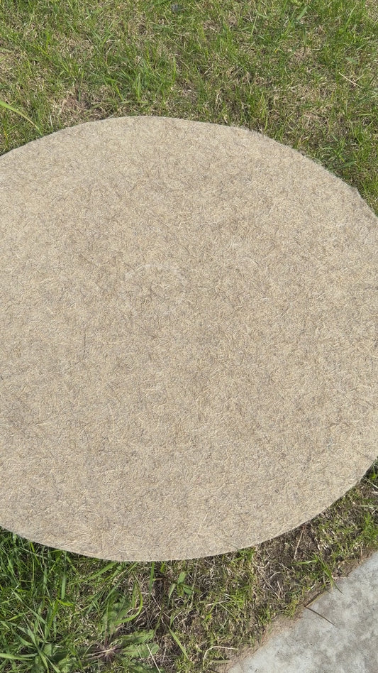 Round Pressed Hemp Fiber Rug – Natural Hemp Mat, 100 cm / 39.4 in